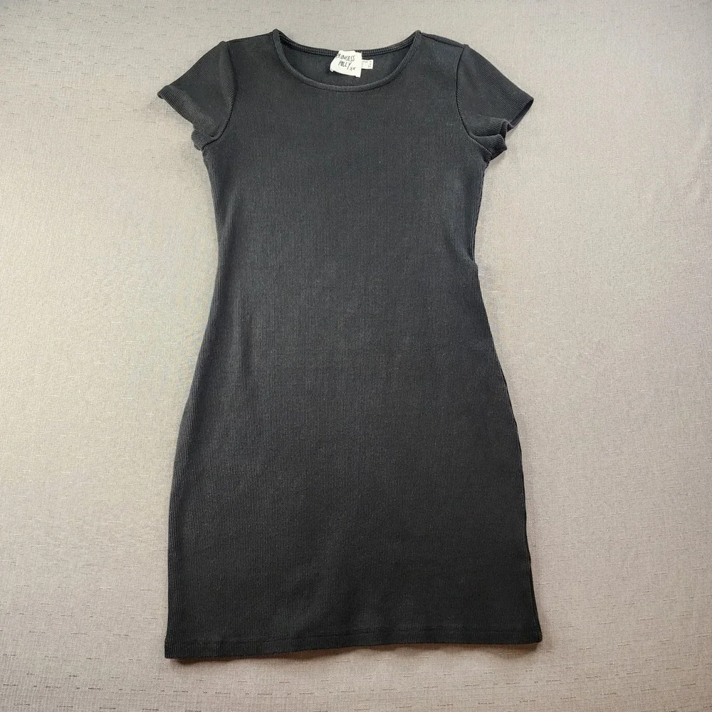 Princess Polly Ribbed Mini Dress Black Short Sleeve Skater Goth Grunge Basic S 4